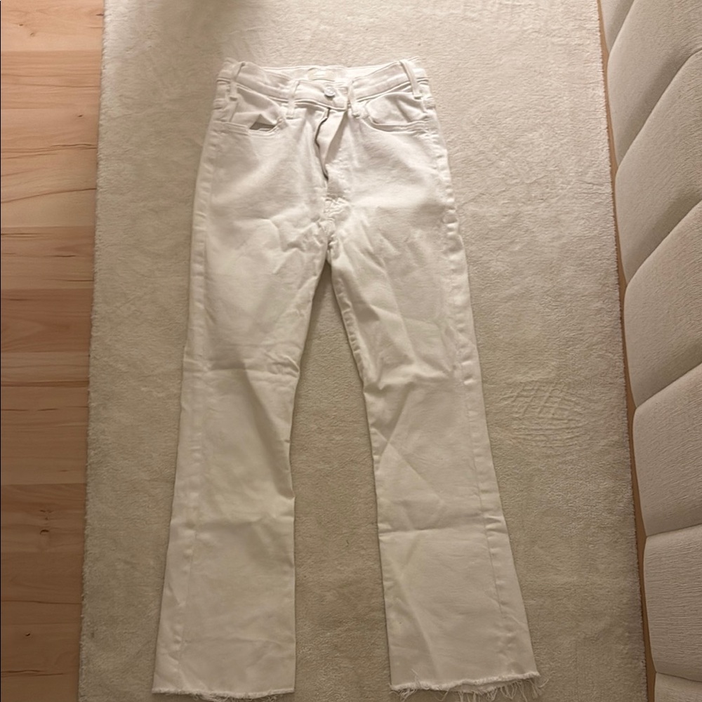 MOTHER White Flare Wide Leg Jeans with Modern Minimalist Design